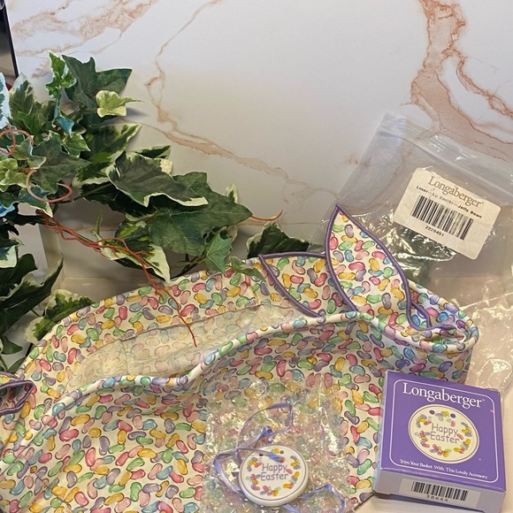 🐣 2000 Longaberger Large Easter Jelly Bean Liner and Ornament - Never Used - Picture 2 of 6